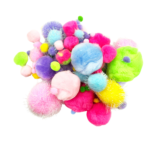 120pcs Mix Size & Colors & Glitter Pom Poms Set