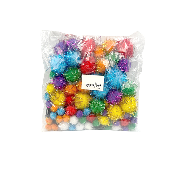 78 Pcs PP Assorted Size and Colors Glitter Pom Poms Set