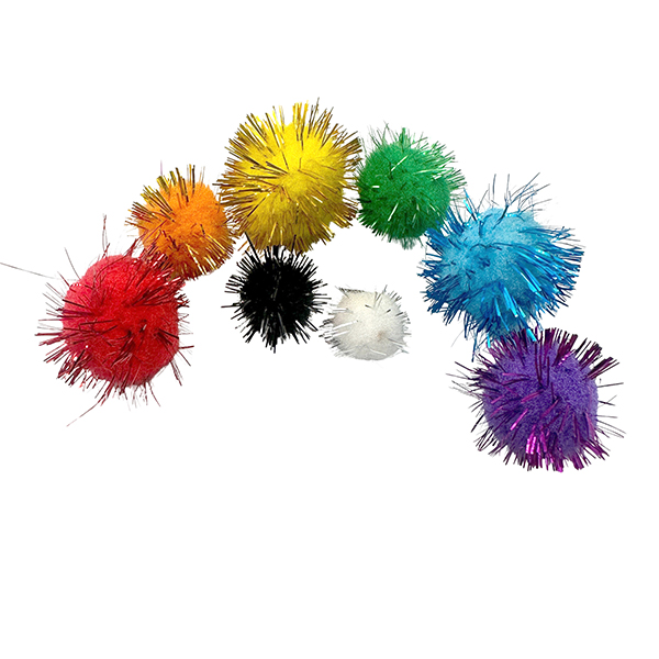 78 Pcs PP Assorted Size and Colors Glitter Pom Poms Set