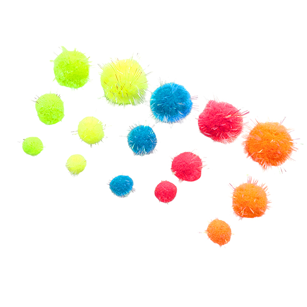 75 Pcs PP Neon Mix Size and Colors Glitter Pom Poms Set