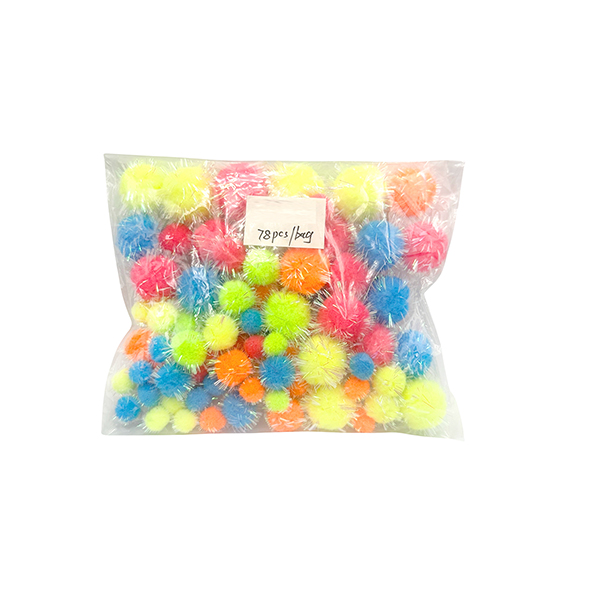 75 Pcs PP Neon Mix Size and Colors Glitter Pom Poms Set