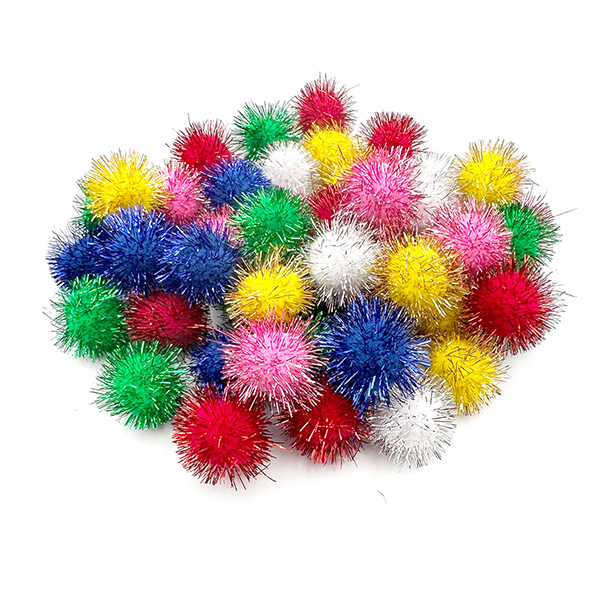 50pcs 20mm Glitter Pom Poms