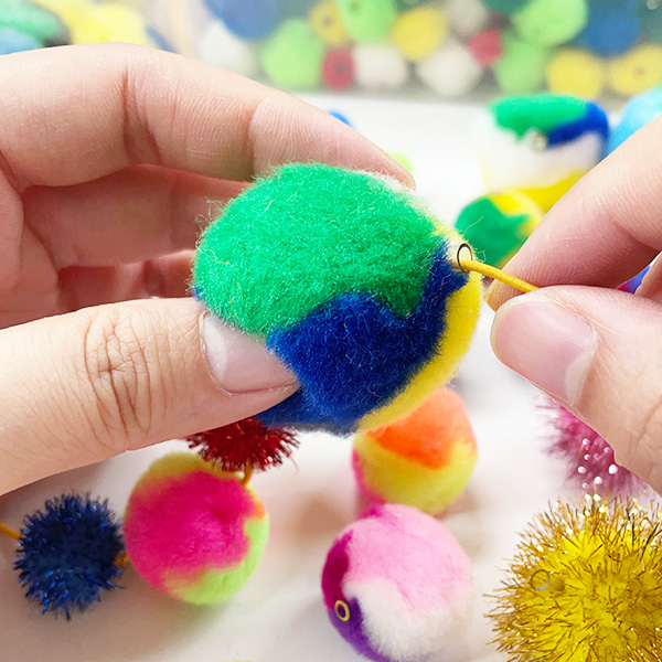 12pcs 40mm Rainbow Tube Assorted Pom Poms