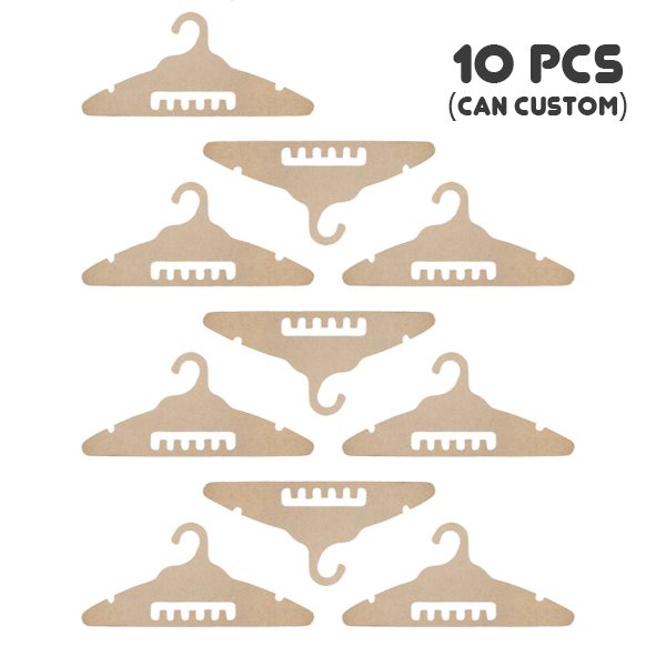 Wholesale Paintable Wooden Hanger Set for Kids – 10-Pack MDF, Custom Logo