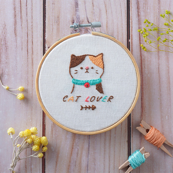 Cat Embroidery pattern Hand Embroidery Kit Cat Embroidery Hoop