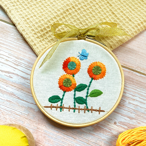 Sunflowers Embroidery starter kit With Pattern