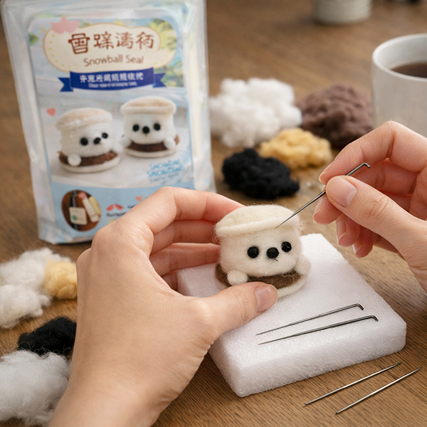 NEEDLE FELTING PENDANT KIT - SNOWBALL SEAL