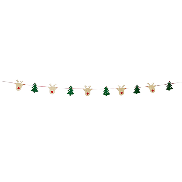 Wholesale 12PC DIY Christmas garland kit with beige deer and green tree ornaments – bulk holiday dec