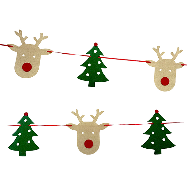Wholesale 12PC DIY Christmas garland kit with beige deer and green tree ornaments – bulk holiday dec
