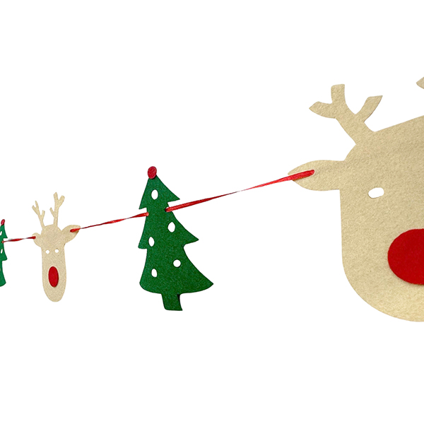 Wholesale 12PC DIY Christmas garland kit with beige deer and green tree ornaments – bulk holiday dec