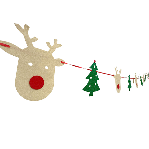 Wholesale 12PC DIY Christmas garland kit with beige deer and green tree ornaments – bulk holiday dec