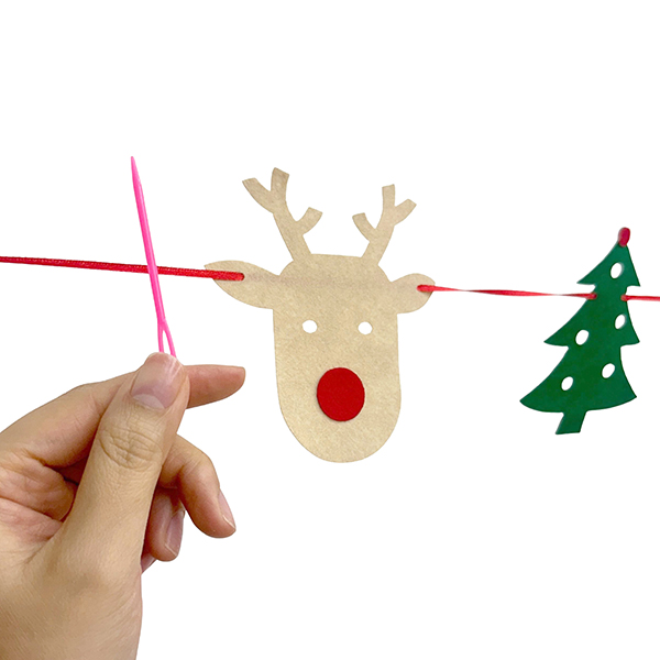 Wholesale 12PC DIY Christmas garland kit with beige deer and green tree ornaments – bulk holiday dec