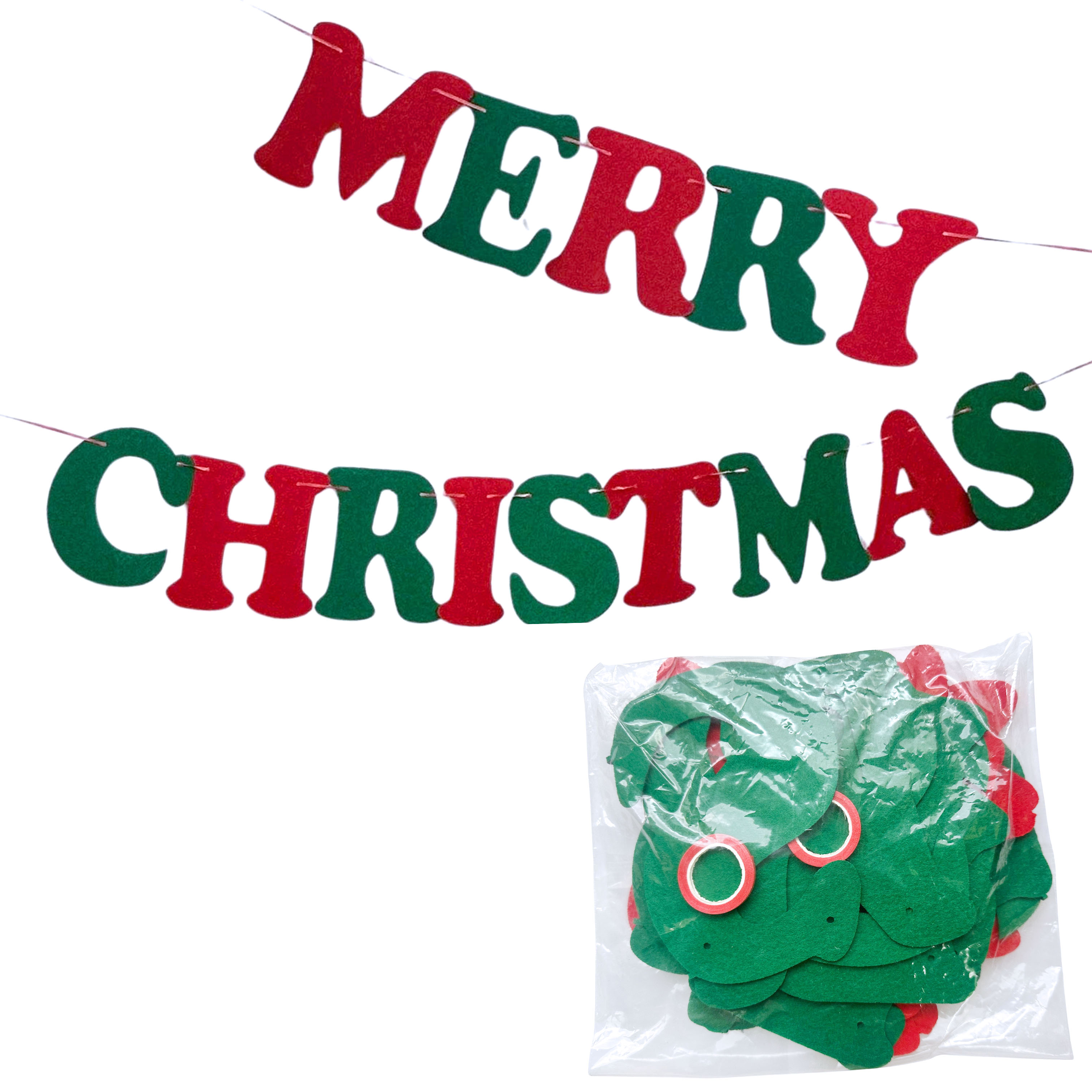 Bulk DIY Xmas garland set with red and green letter ornaments – wholesale craft kit for classroom an