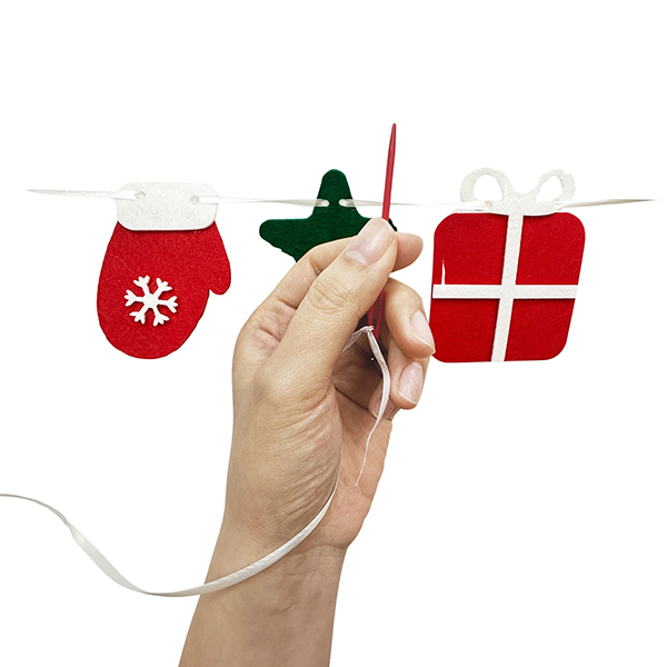 16 Pcs DIY Polyester Xmas Garland Set